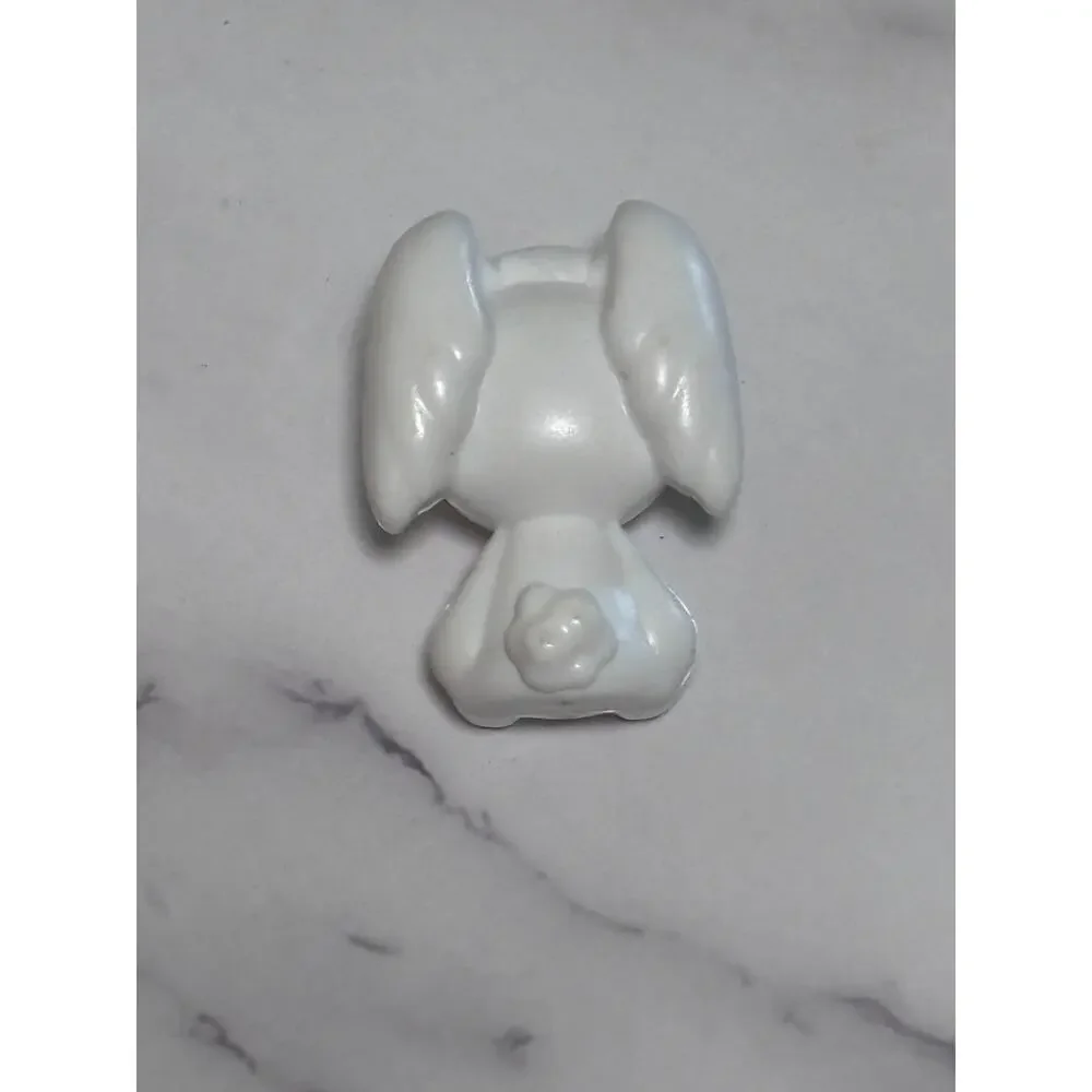 White Bunny Rabbit Sitting Doll Figure Blue Eyes Barbie Dollhouse 1.5”